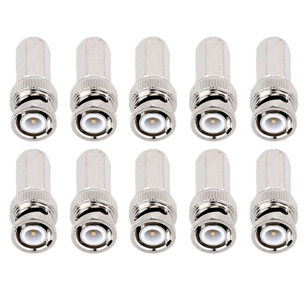 ESCAM CCTV Security Camera DC Power Plug Pigtail Cable (BNC Connector Male Twist-on RG-58 Coax Coaxial Cable Connector for Security Camera / Pack of 10)