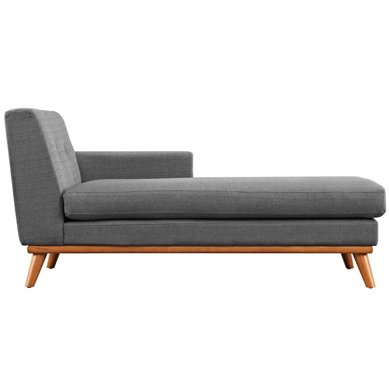 Fortas Mid-Century Modern Fabric Chaise Lounge Gray/Dark Walnut - Christopher Knight Home