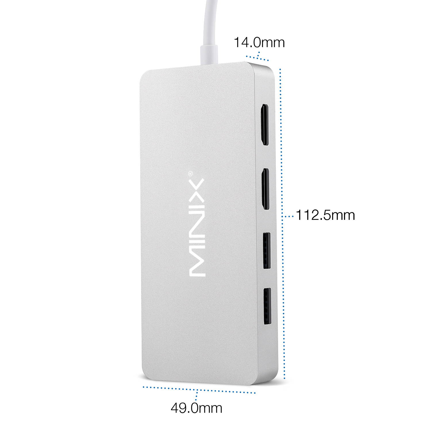 MINIX USB-C Hub Multiport Adapter with Dual HDMI Output, 4K Adapter, 3 USB 3.0 Ports, Gigabit Ethernet Port,USB-C Charging Port, Micro SD/SD Card Readers for Apple MacBook/MacBook Pro. (Silver)