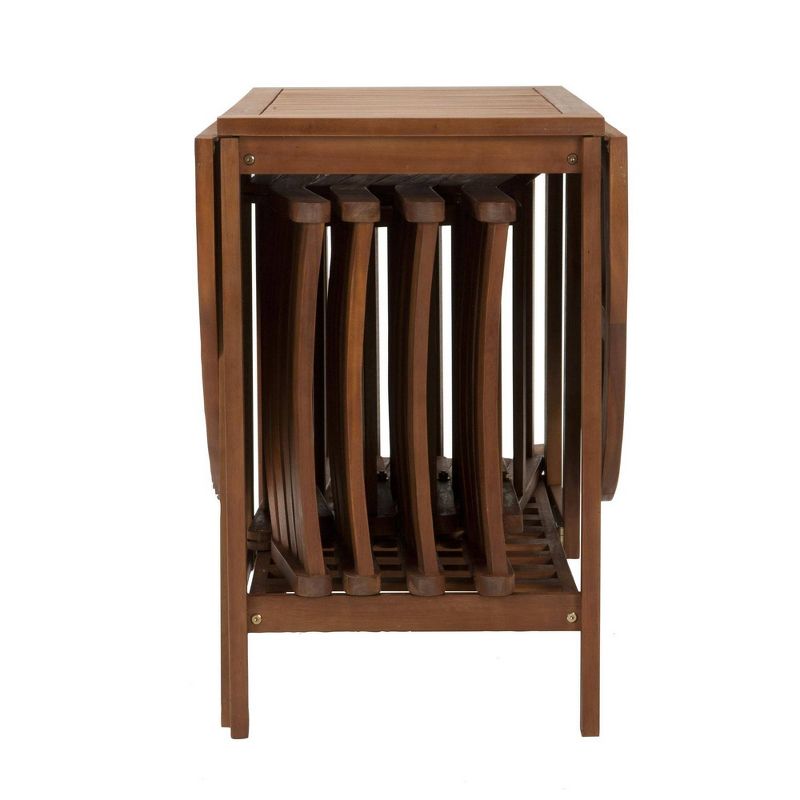 5pc Acacia Wood Folding Outdoor Dining Set with Chair Storage - Room & Joy