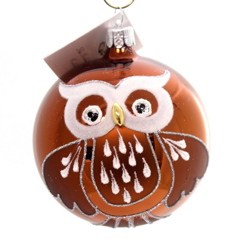 Golden Bell Collection Mcm Ball Owl Ornament Czech Republic  -  Tree Ornaments