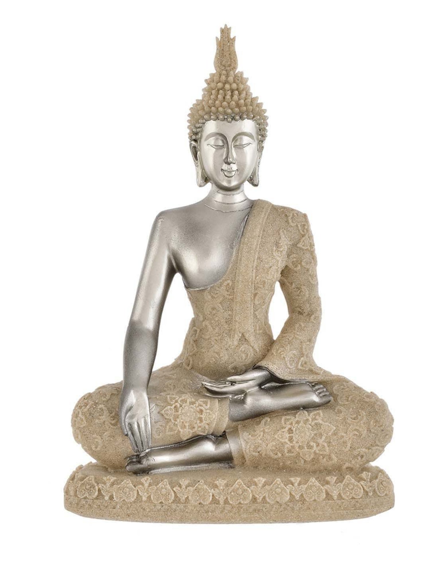 Tayhaa Golden & Silver Resin Harmony Guardian Spiritual Buddha Statue