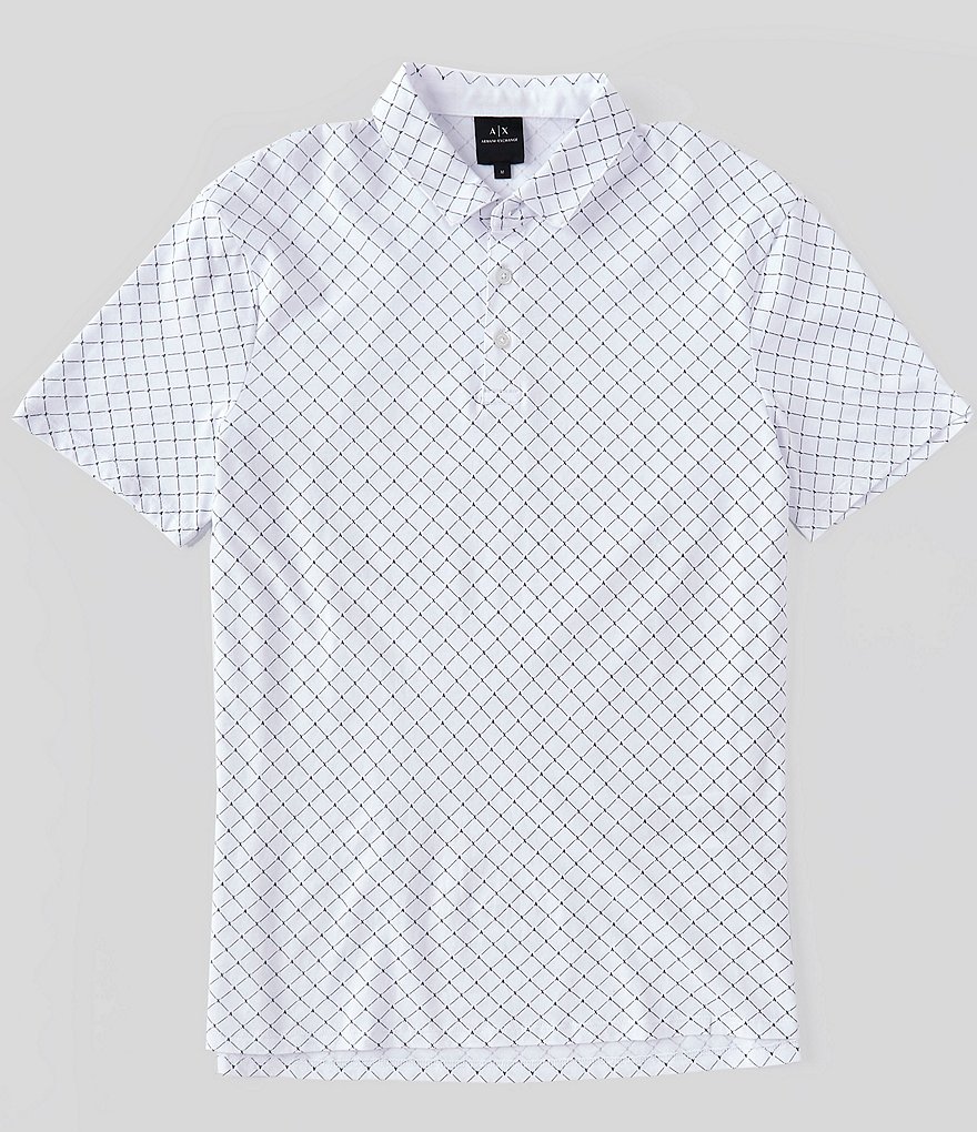 Armani Exchange Grid Pattern Short-Sleeve Polo Shirt