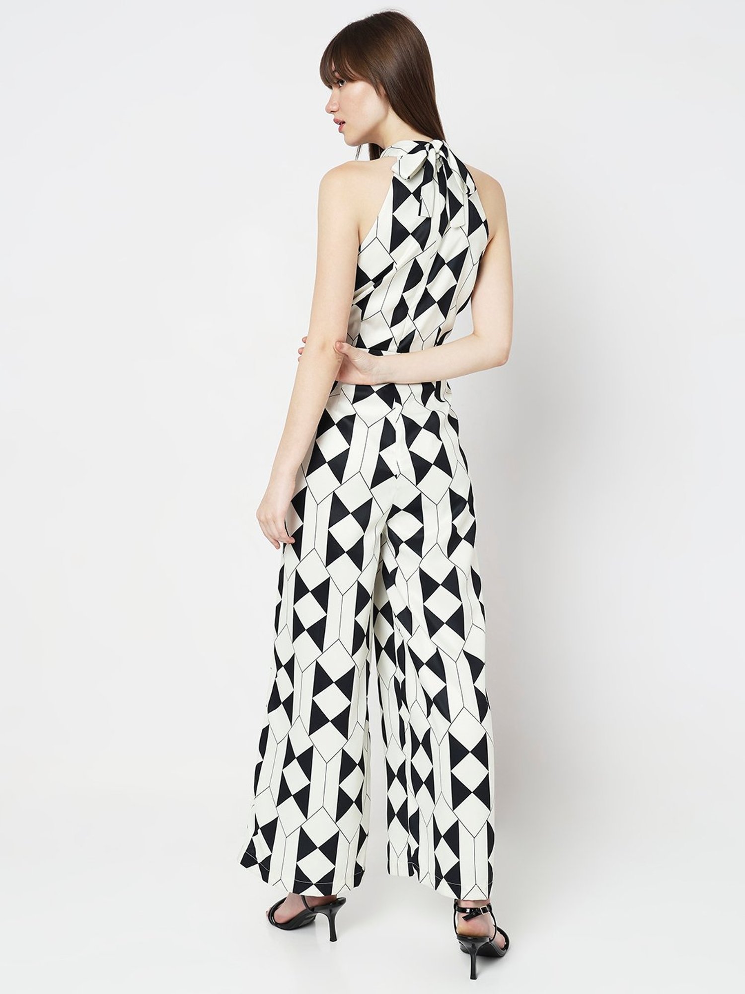 Vero Moda White & Black Printed Jumpsuit