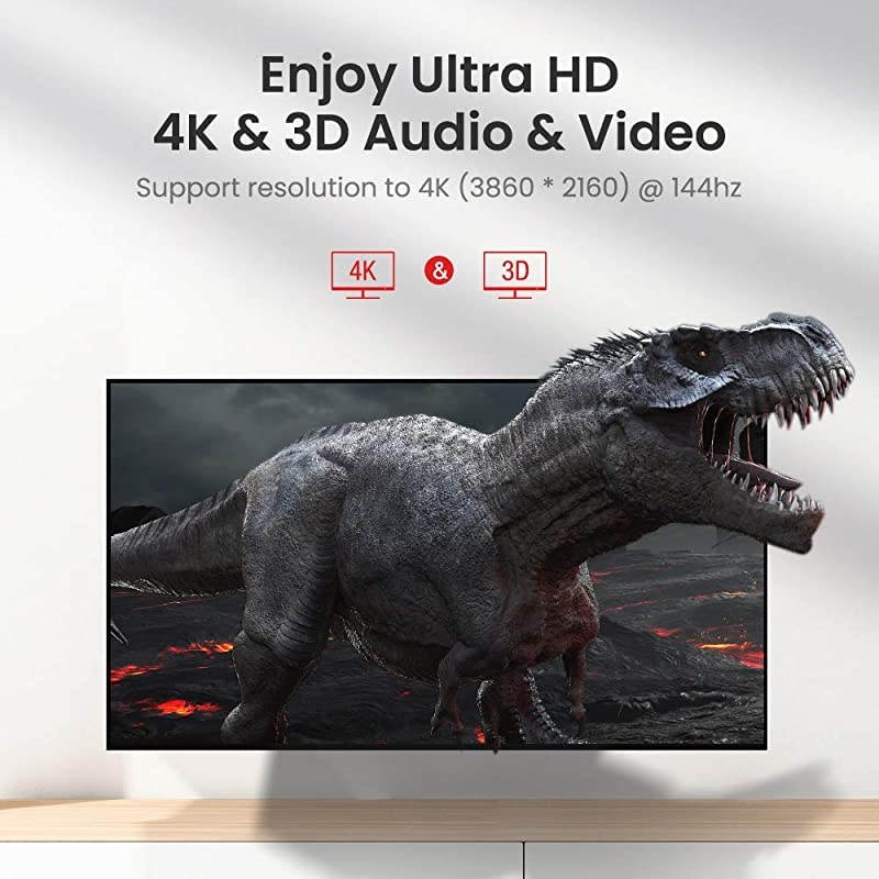 DisplayPort Cable 10ft, 1.2 DP Cable Nylon Braided -(4K@60Hz, 2K@144Hz) Gold-Plated DP to DP Cable Ultra High Speed Display Port Cable for Laptop PC TV etc- Gaming Monitor Cable (Red)