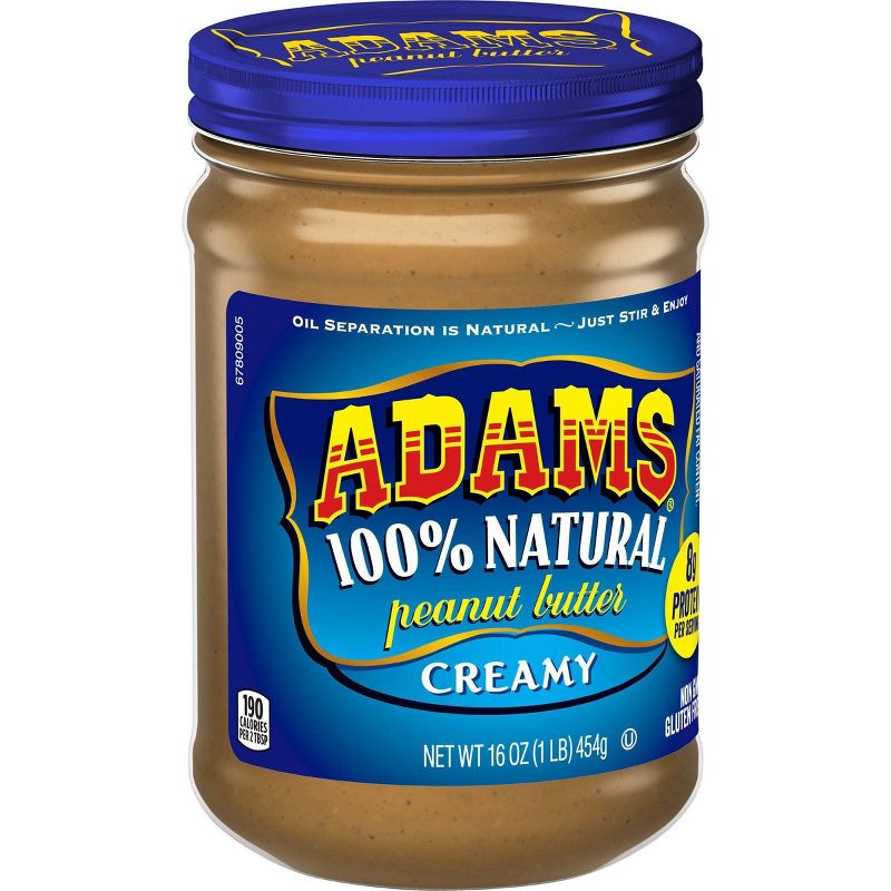 Adams 100% Natural Creamy Peanut Butter - 16oz
