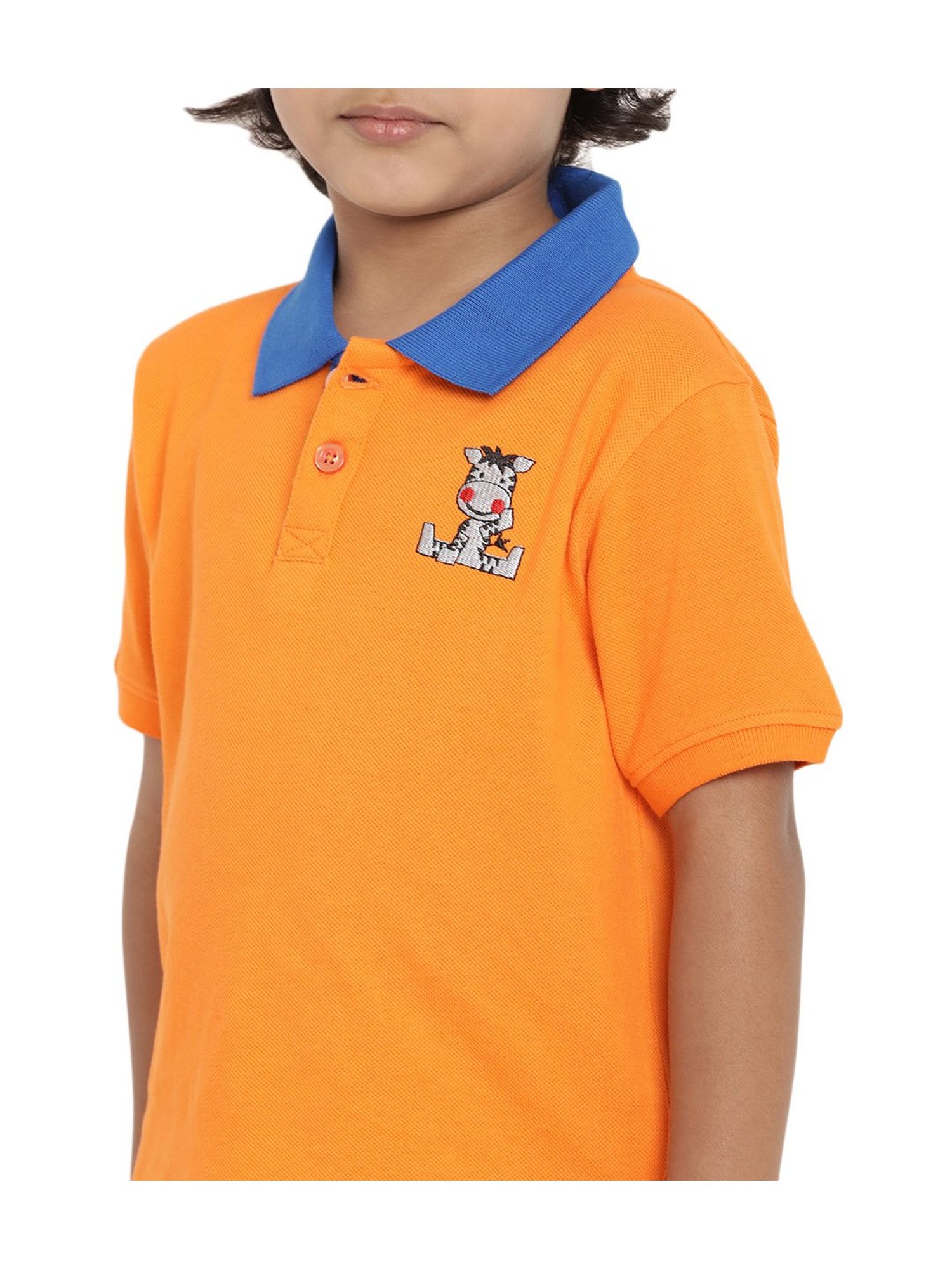 Berrytree Organic Kids Orange Cotton Sister Bear Polo T-Shirt