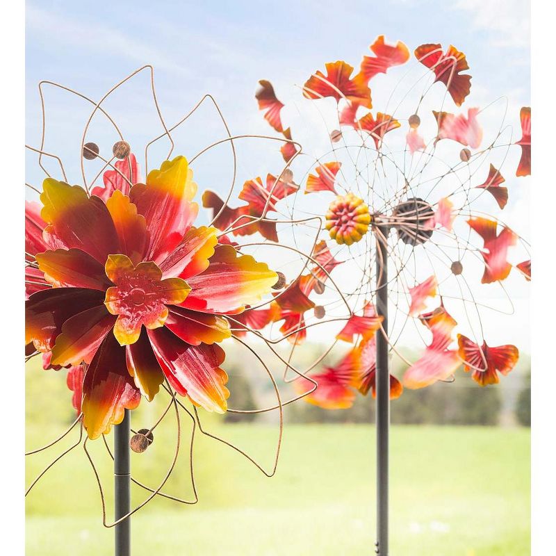 Wind & Weather Metal Autumn Leaves Wind Spinner With Abstract Flower Form