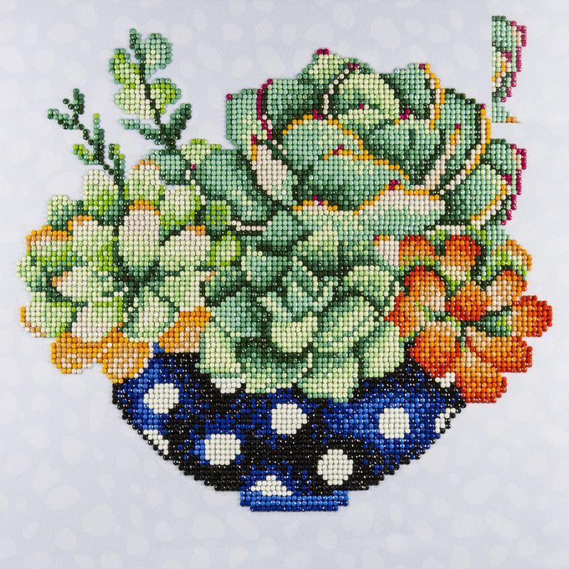 Leisure Arts Diamond Art Intermediate Kit 12"X12"-Succulent Planter