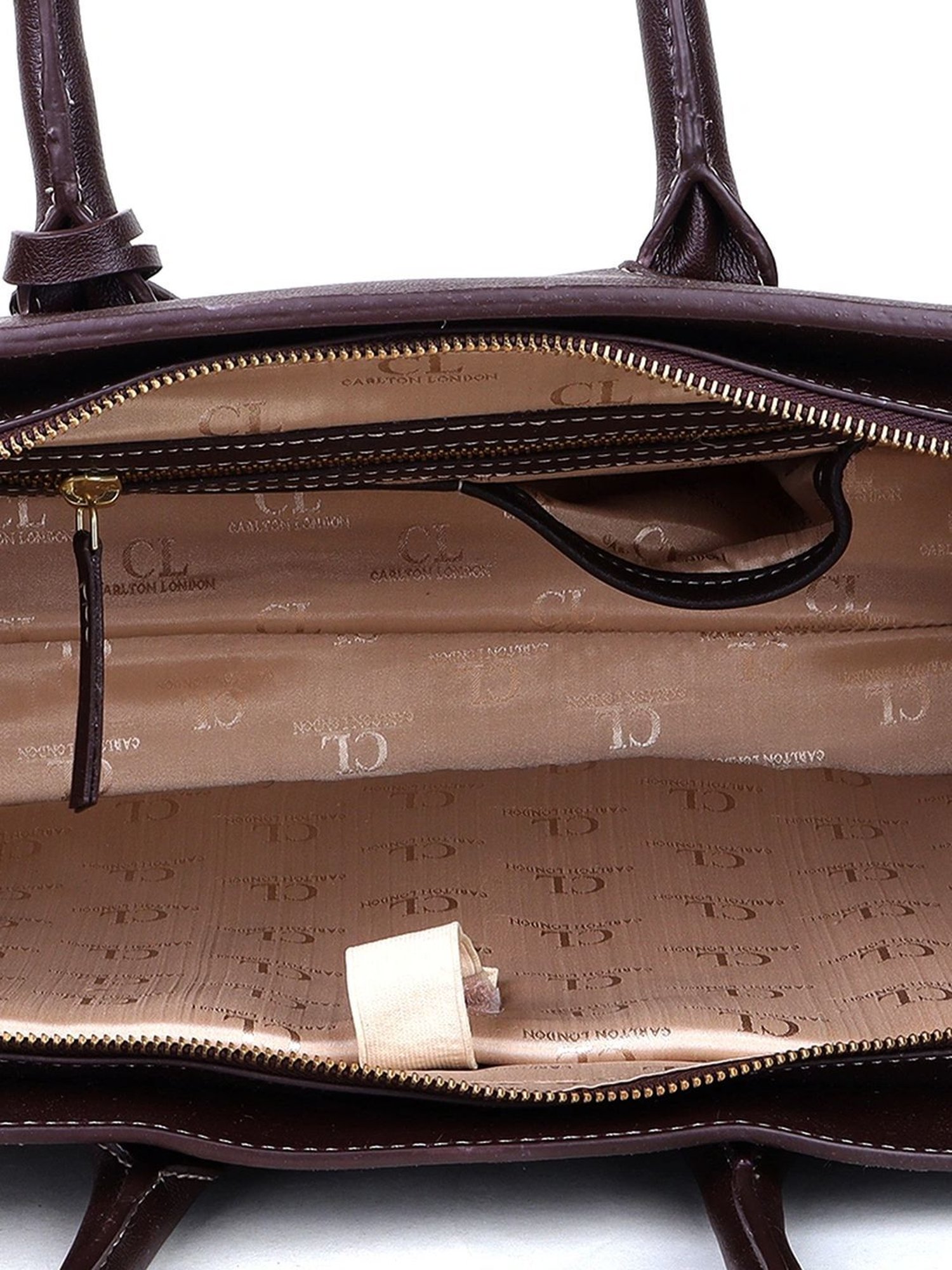 Carlton London Brown Solid Large Handbag