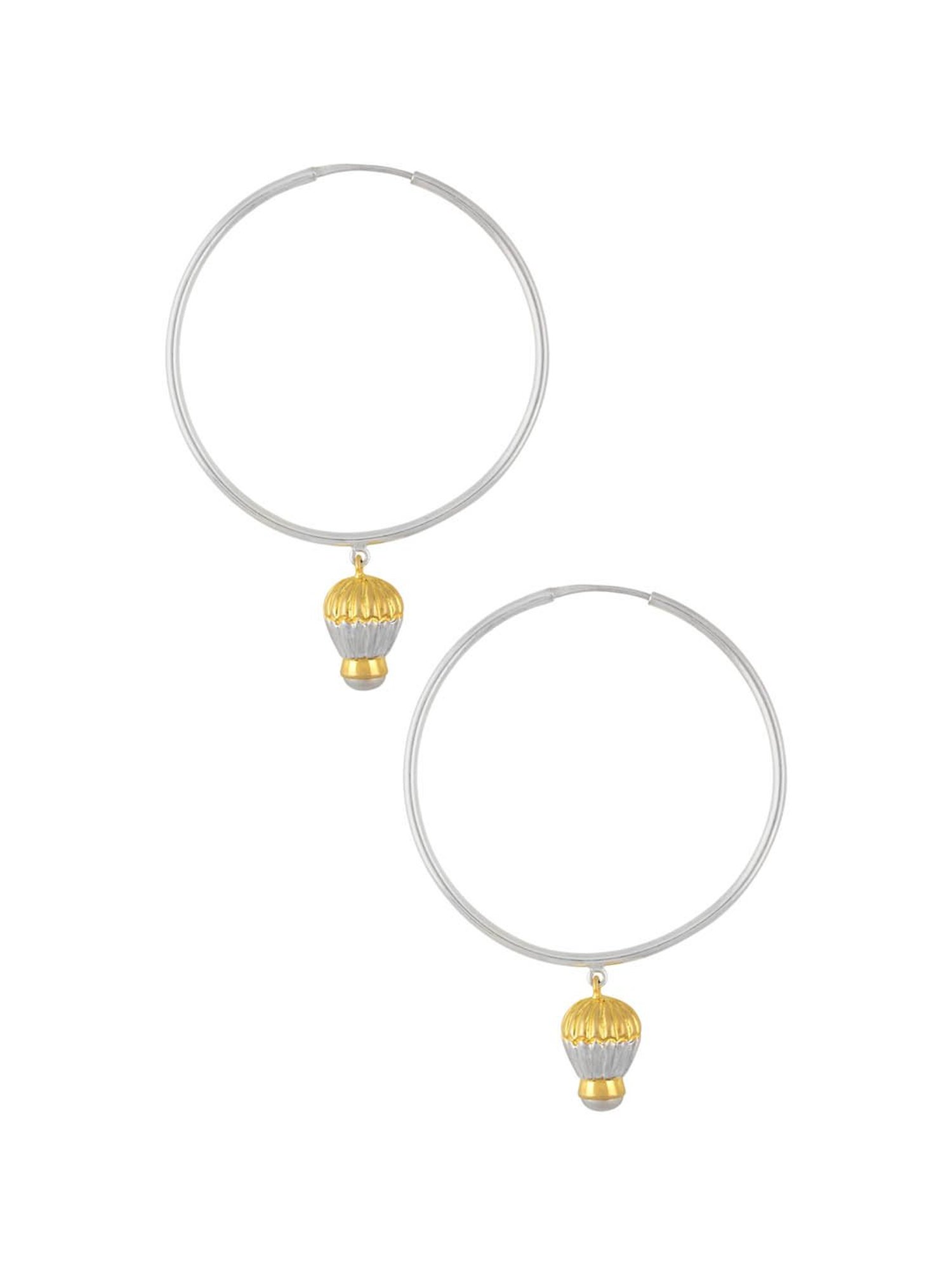 Tribe Amrapali Two-Toned Close Bud Hoop Earrings