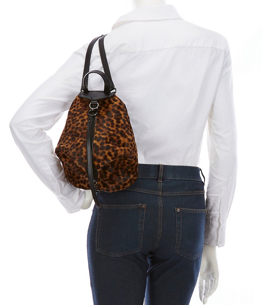 REBECCA MINKOFF Julian Convertible Leopard Print Mini Backpack