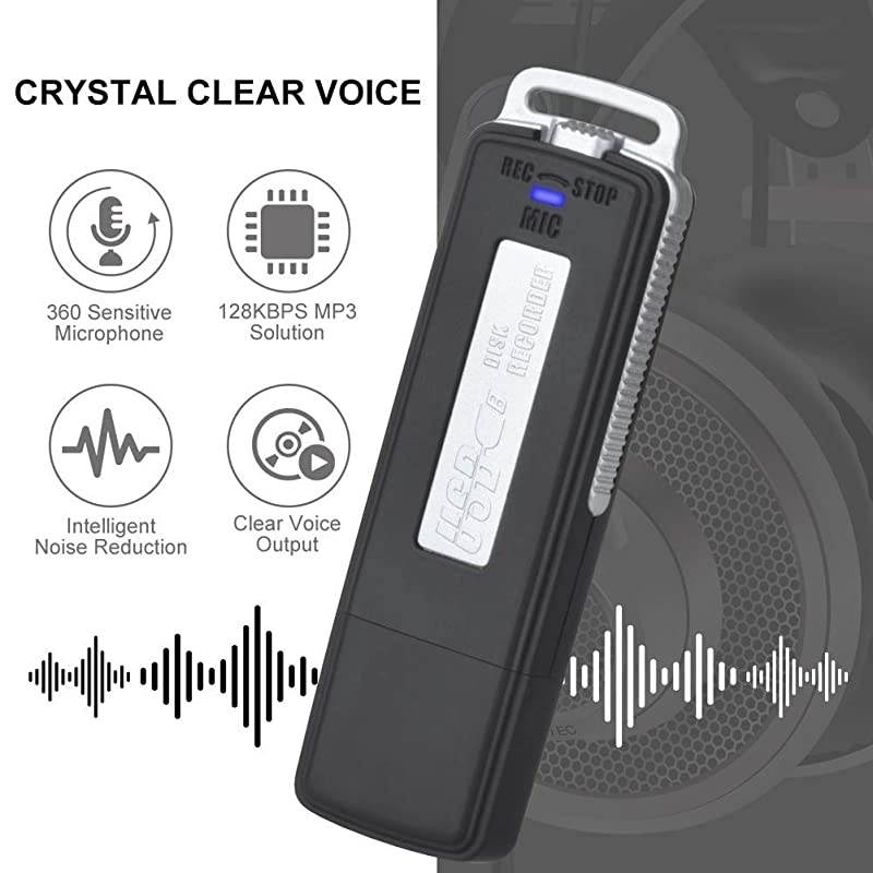Mini Digital Voice Recorder. Sound Audio Digital Recorder Dictaphone with Dual for Lectures, Meetings, Class, and more. Rechargeable (Black)