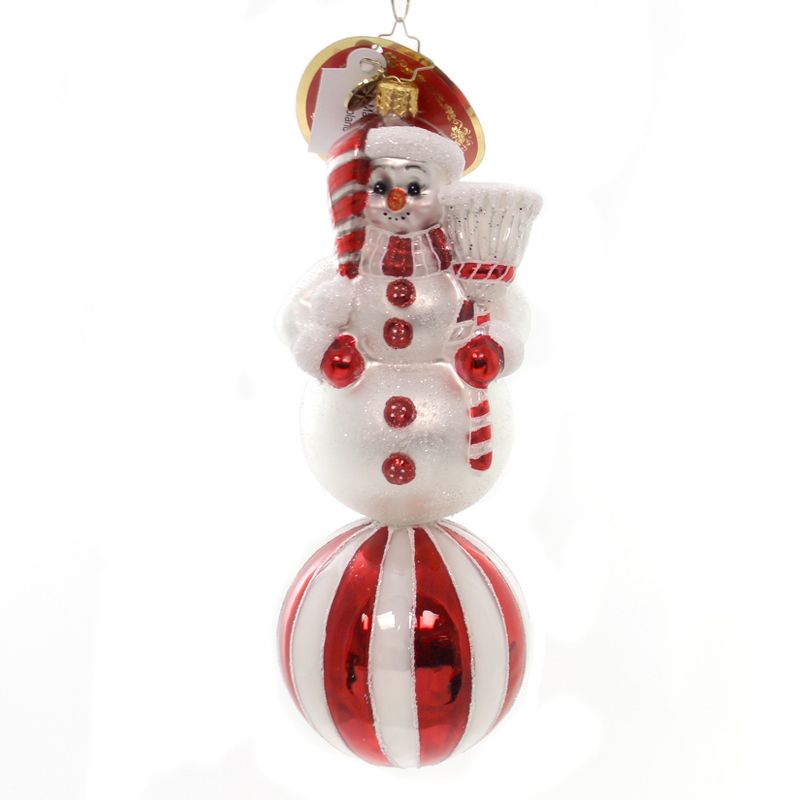 Christopher Radko Cherry Ice Pose Ornament Snowman Ball  -  Tree Ornaments