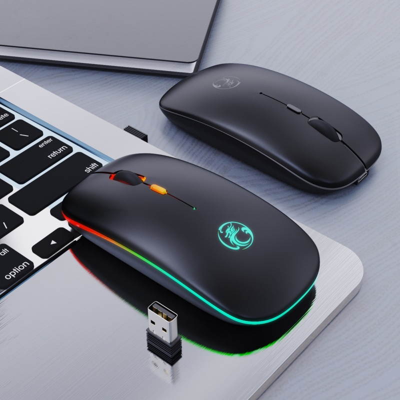 Wireless Mouse Luminous Effect 800/1200/1600 DPI RGB 3 Levels DPI Computer Mouse for Computer