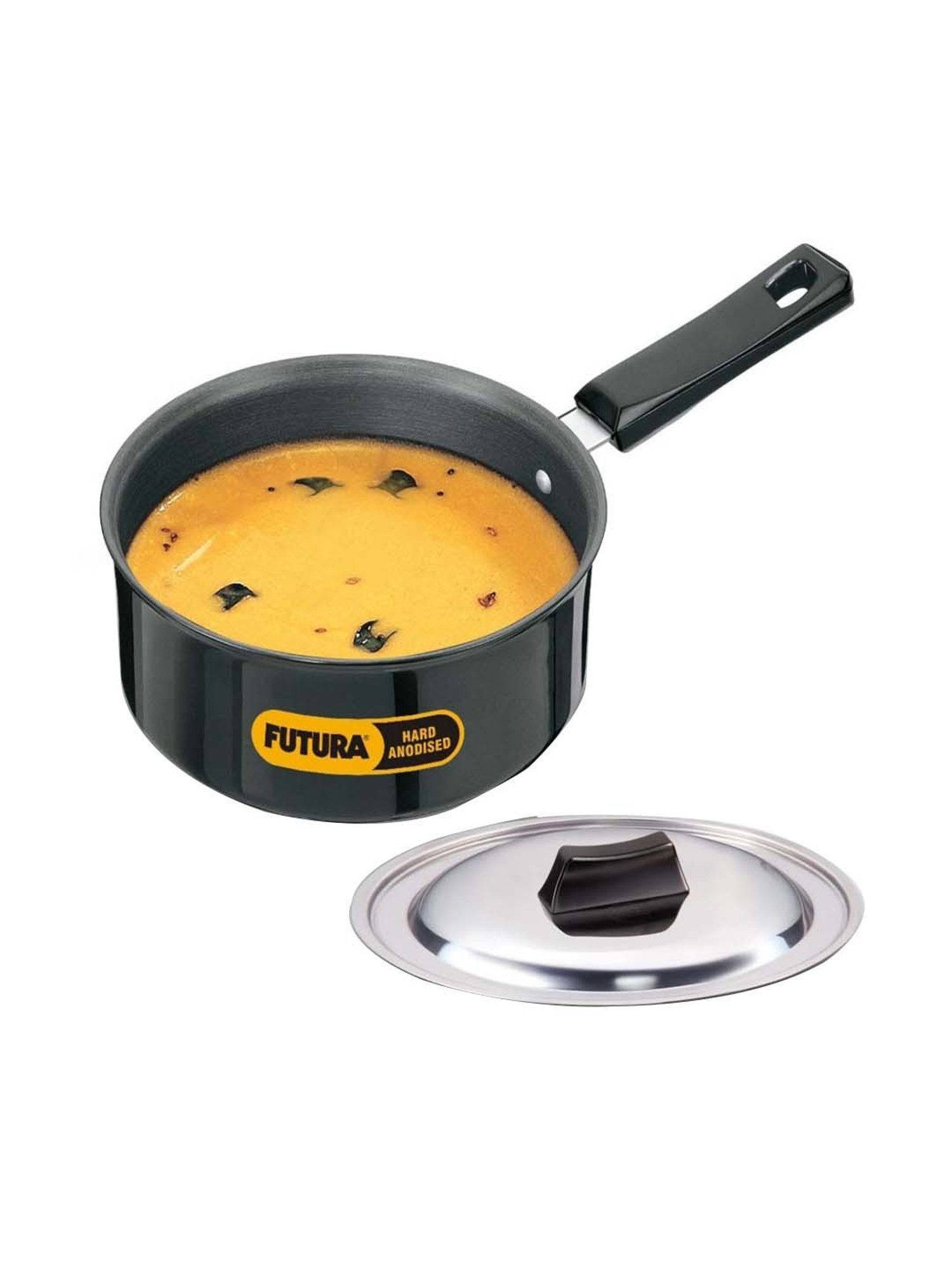 Hawkins Black Hard Anodised 19.6 cm Non-Toxic Sauce Pan With Lid (2.5 L) - Set of 1