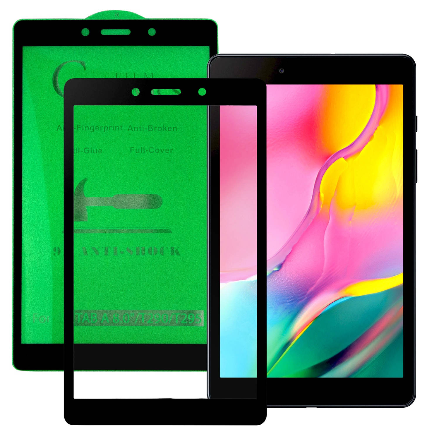 KIQ Shockproof Heavy Duty Shield Case with Impact/Crack/Shatter Resistant Ceramic Screen Protector for Samsung Galaxy Tab A 8.0 2019 SM-T290 (Green)