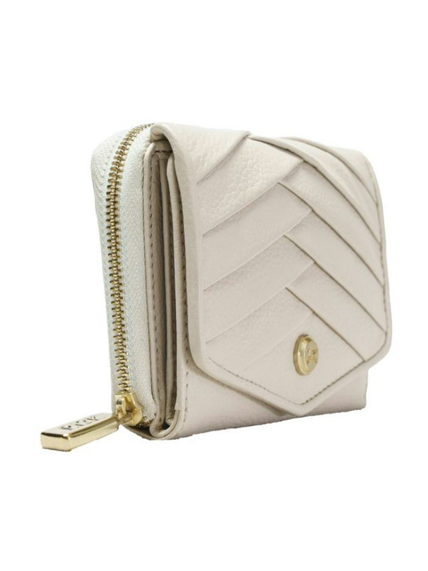 RI2K London Cream Leather Textured Zip around Wallet