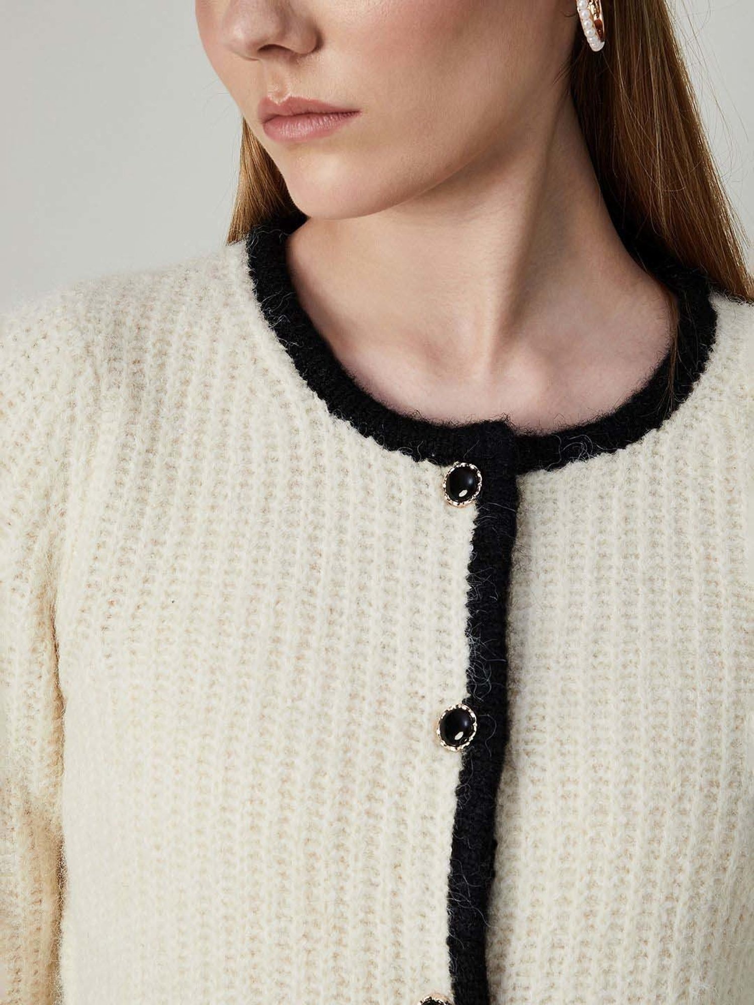 Code by Lifestyle Off-White Self Pattern Cardigan