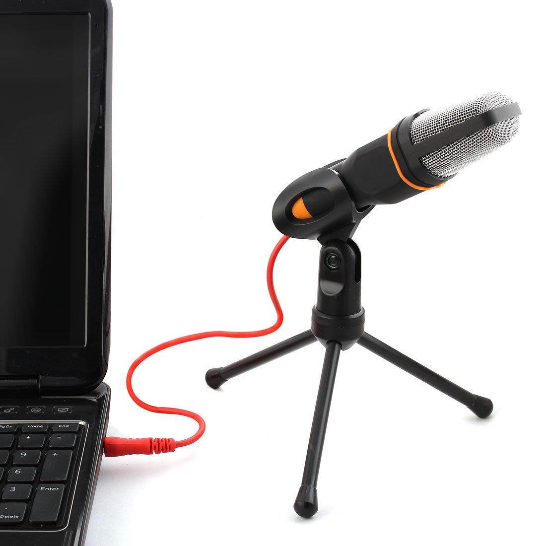 uxcell PC Laptop Computer Adjustable Stand 3.5mm Jack Condenser Sound Podcast Studio Microphone Black