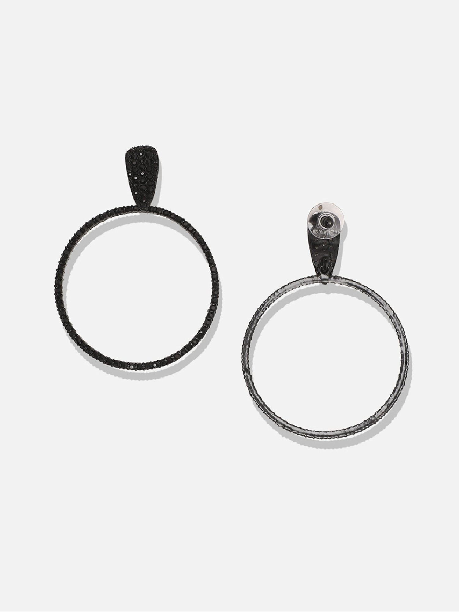 Sohi Women's Intricate Crystal Circular Drop Earrings  Black