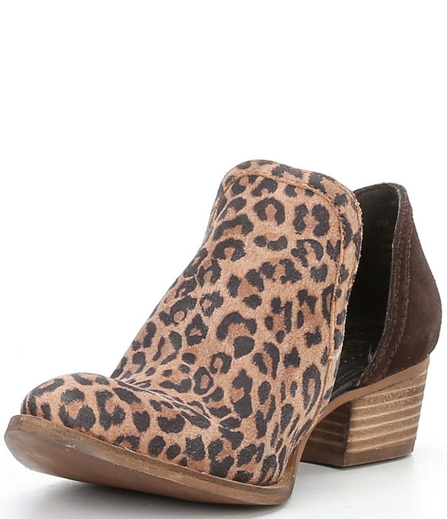 Diba True Shy Town Leopard-Print Suede Two-Piece Block Heel Booties