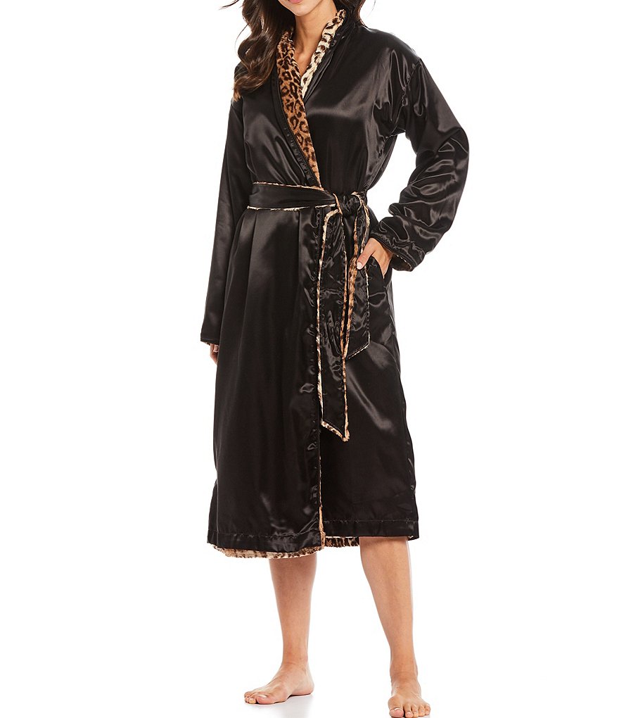 Little Giraffe Luxe Satin Leopard Wrap Robe