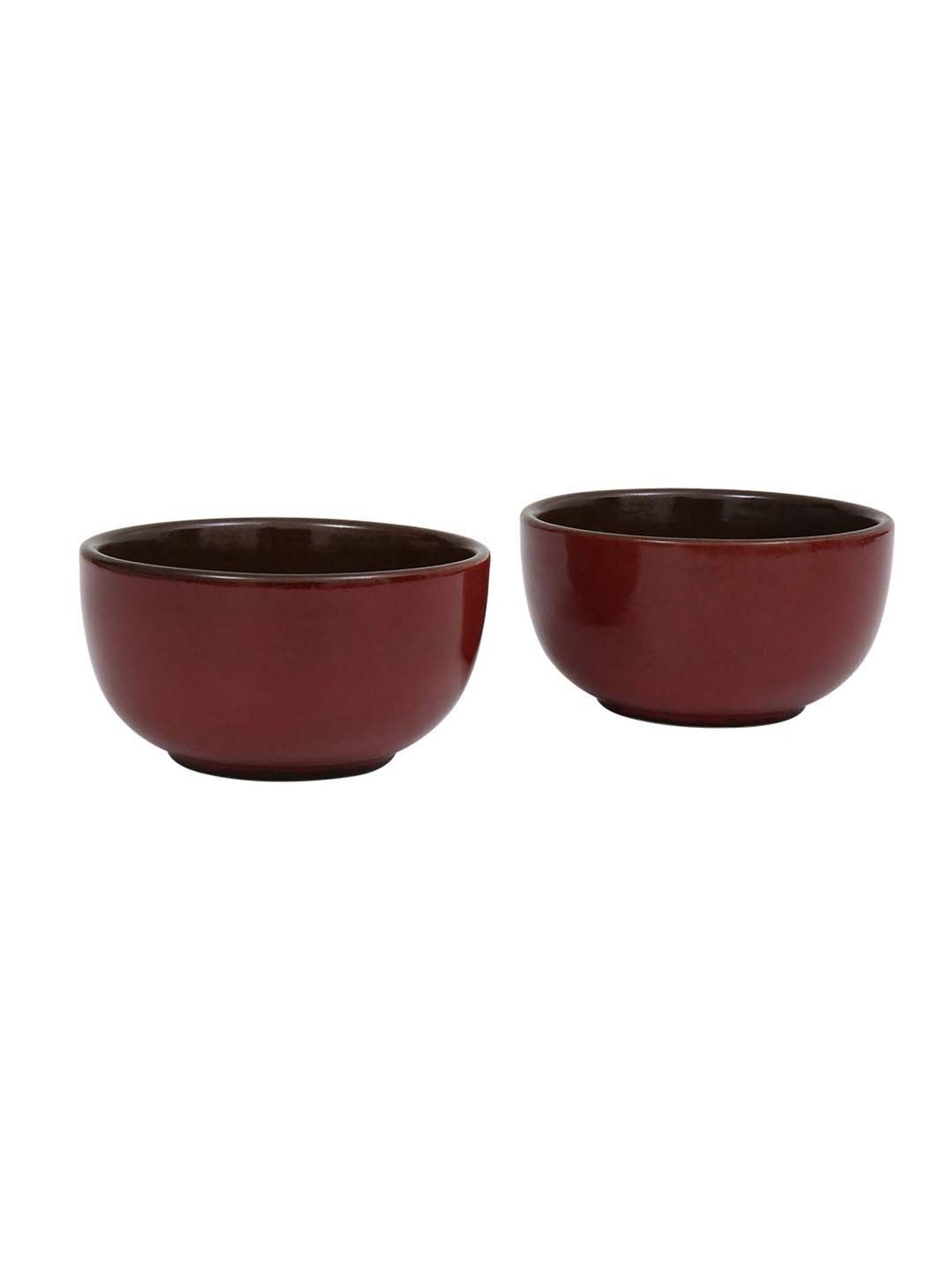 Ellementry Red Ceramic 13 cm Soup Bowl (0.4 L) - Set of 2