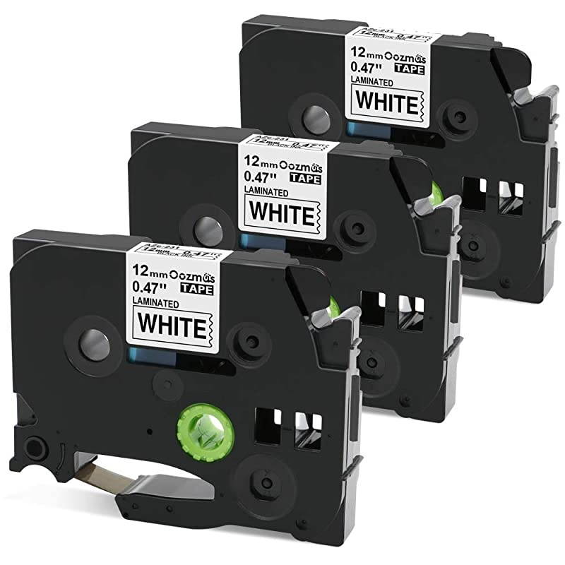 Compatible Label Tape Replacement for Brother TZe-231 Label Maker Tape Ptouch 12mm 0.47 Inch Laminated White TZ Tapes, Work with Label Machine PT-D210 PT-D600 PTH110, 3-Pack