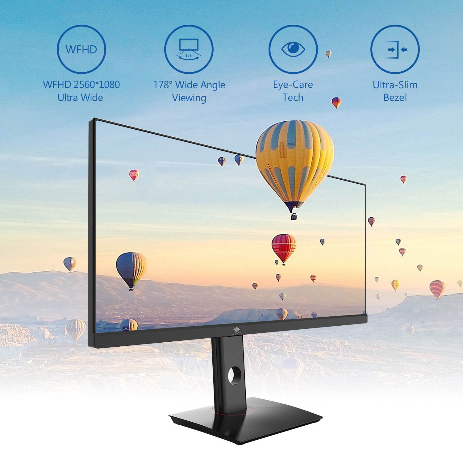 Z-EDGE U29IAB 29" Ultrawide 2560 x 1080 WFHD 21:9 Aspect Ratio 100Hz Refresh Rate 4 ms MPRT IPS Monitor, HDMIx2+DP, Built-in Speakers, with Wireless Keyboard & Mouse