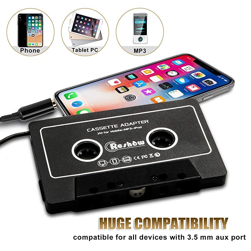 Car Audio Aux Cassette Adapter Black
