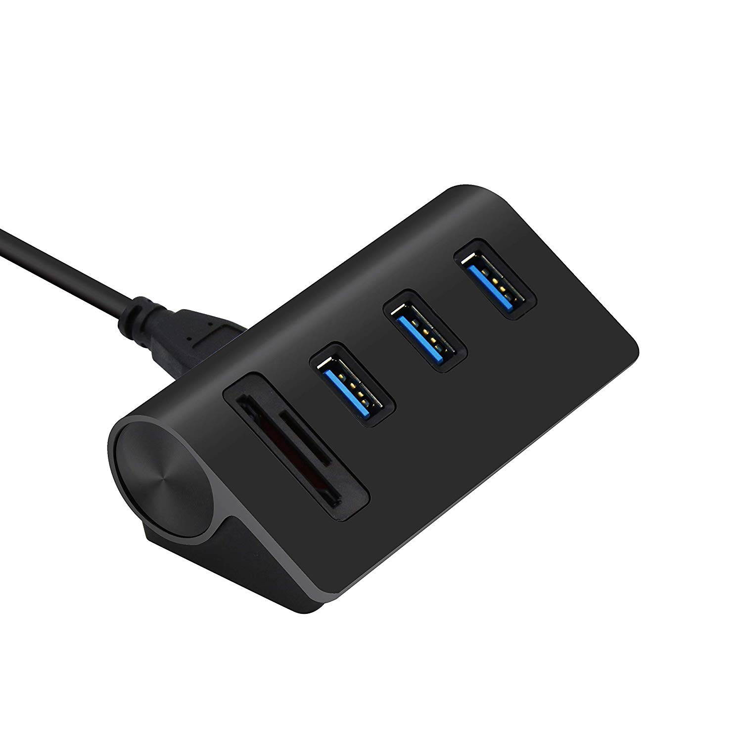 Cateck USB 3.0 HUB, Bus-Powered USB 3.0 3-Port Aluminum Hub with 2-Slots Card Reader Combo for iMac, MacBook Air, MacBook Pro, MacBook, Mac Mini, PCs, and Laptops, Black