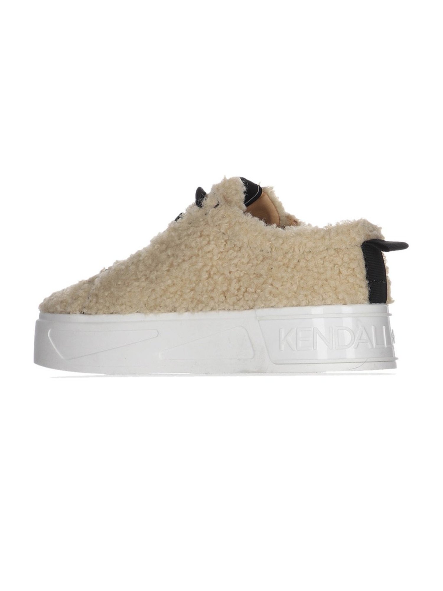 Kendall + Kylie Women's Natural BRYNN 2.0 SHERPA Low Top Lace Up Beige Sneakers