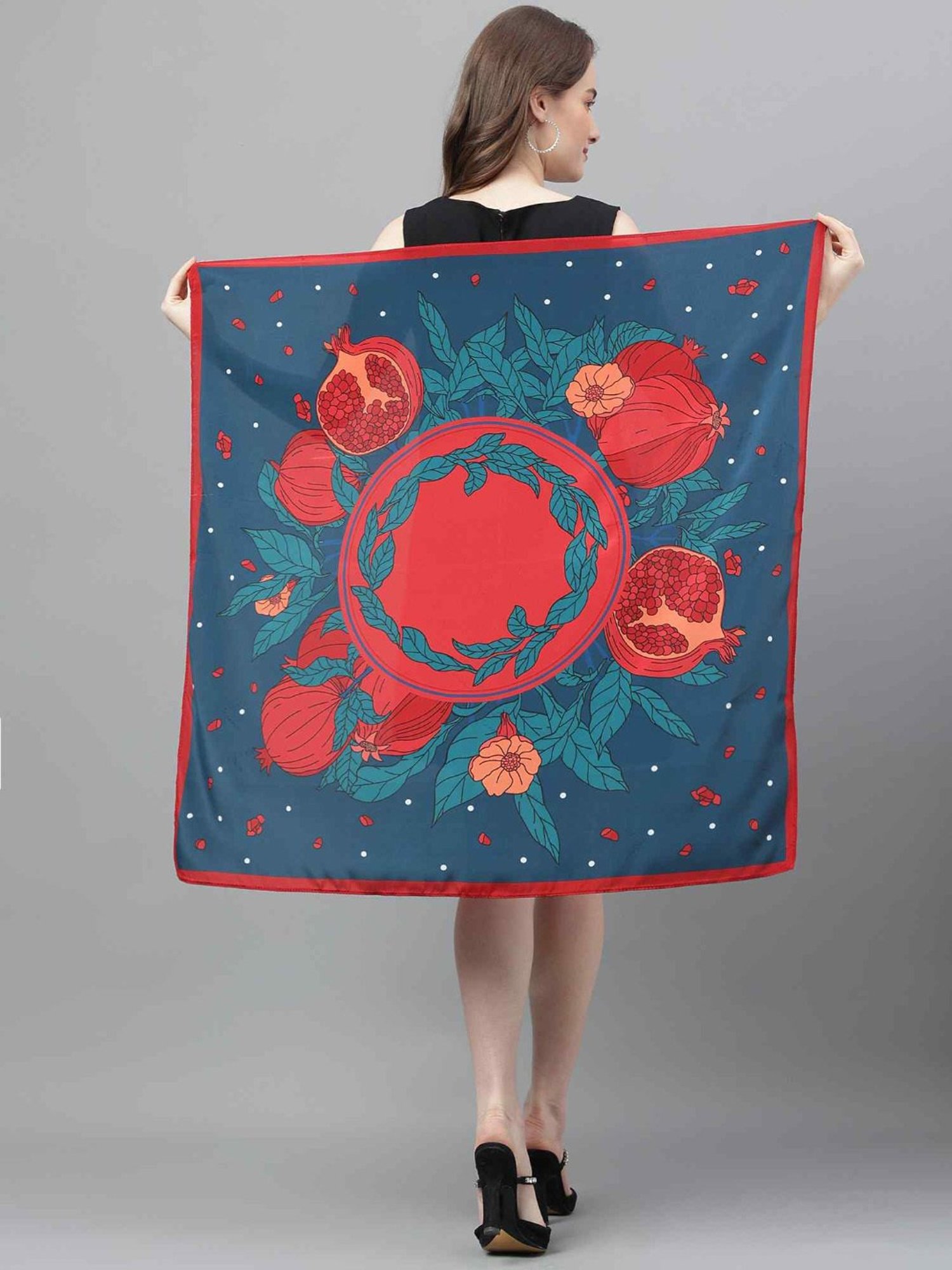 Tossido Blue Printed Scarf & Bag Scarf Set