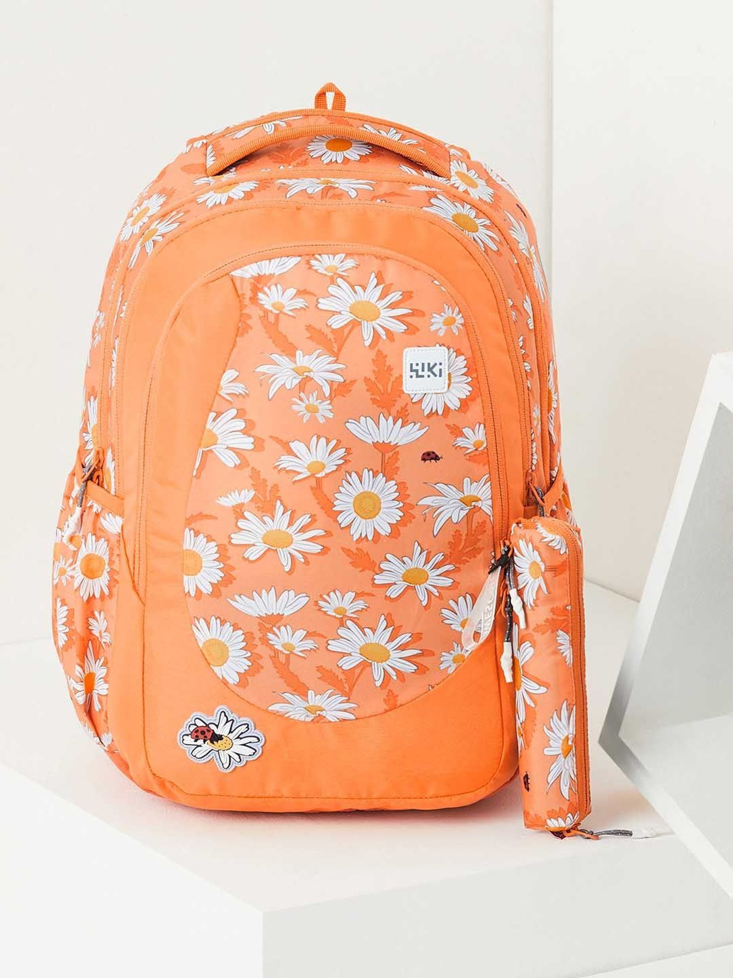 Wiki Back to School 3 Orange Polyester Printed Backpack - 31 Ltrs