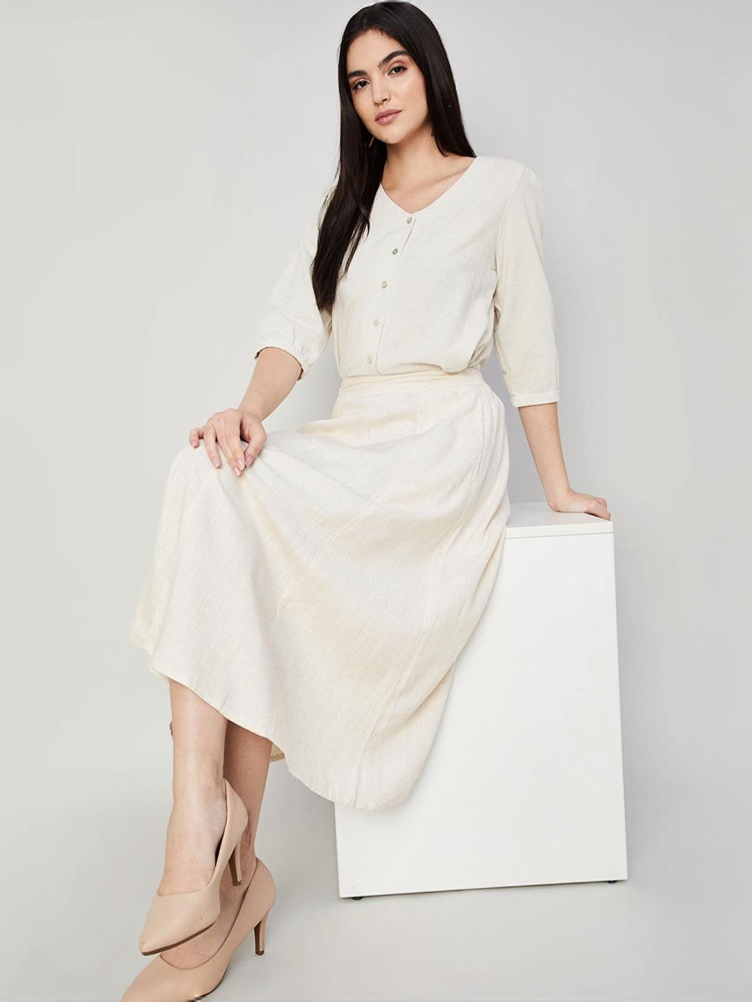 Code by Lifestyle Beige A-Line Skirt