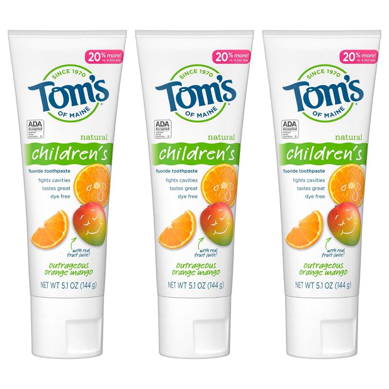 Tom's of Maine Outrageous Orange-Mango Anticavity Toothpaste - 3pk/5.1oz