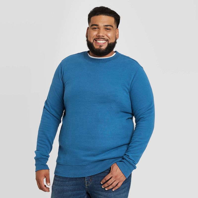 Men's Big & Tall Regular Fit Fleece Crew Sweatshirt - Goodfellow & Co™ Dark Blue 4XB