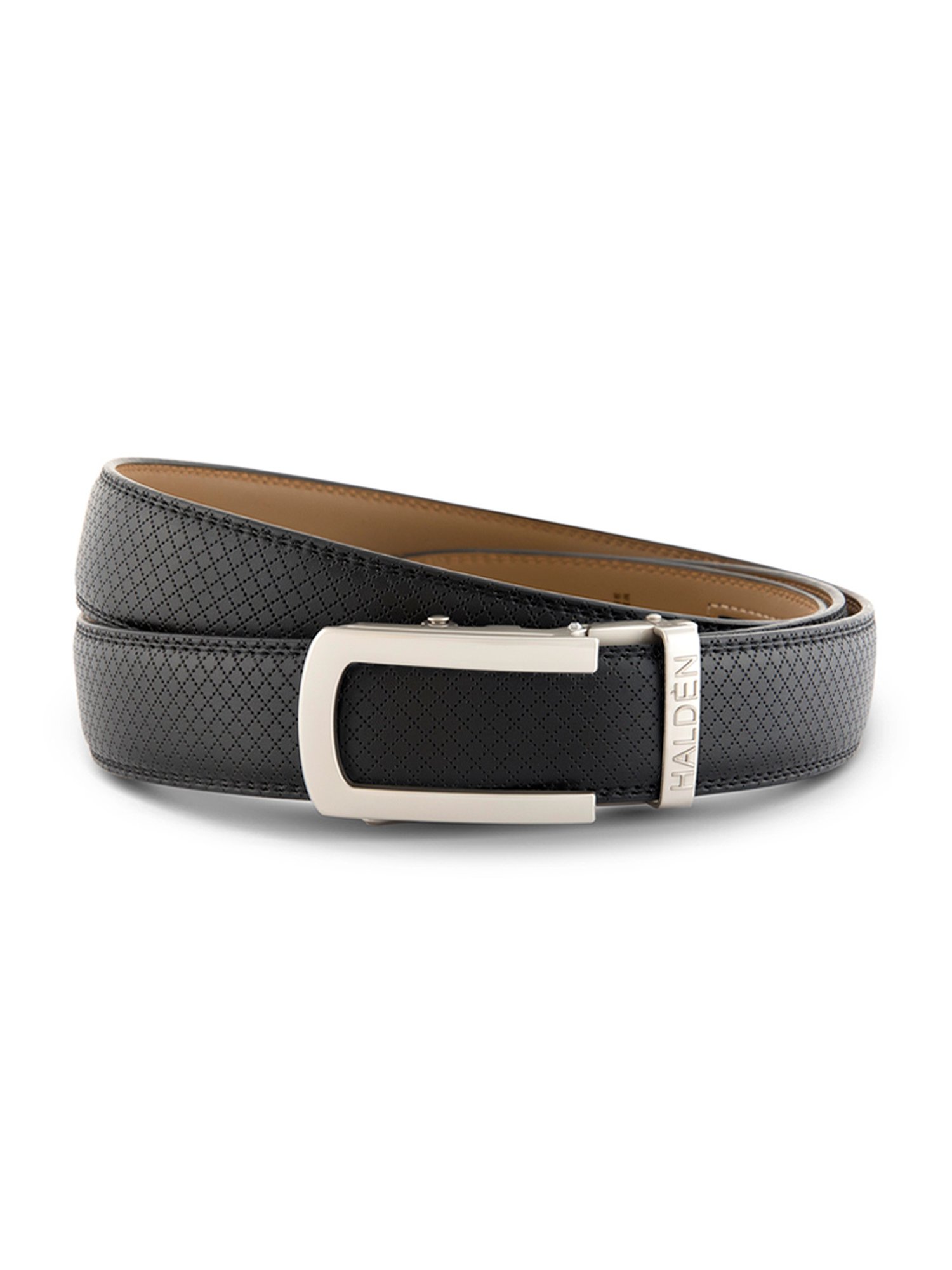 Halden Black Theo Textured Formal Belt With Classic Pearl Buckle