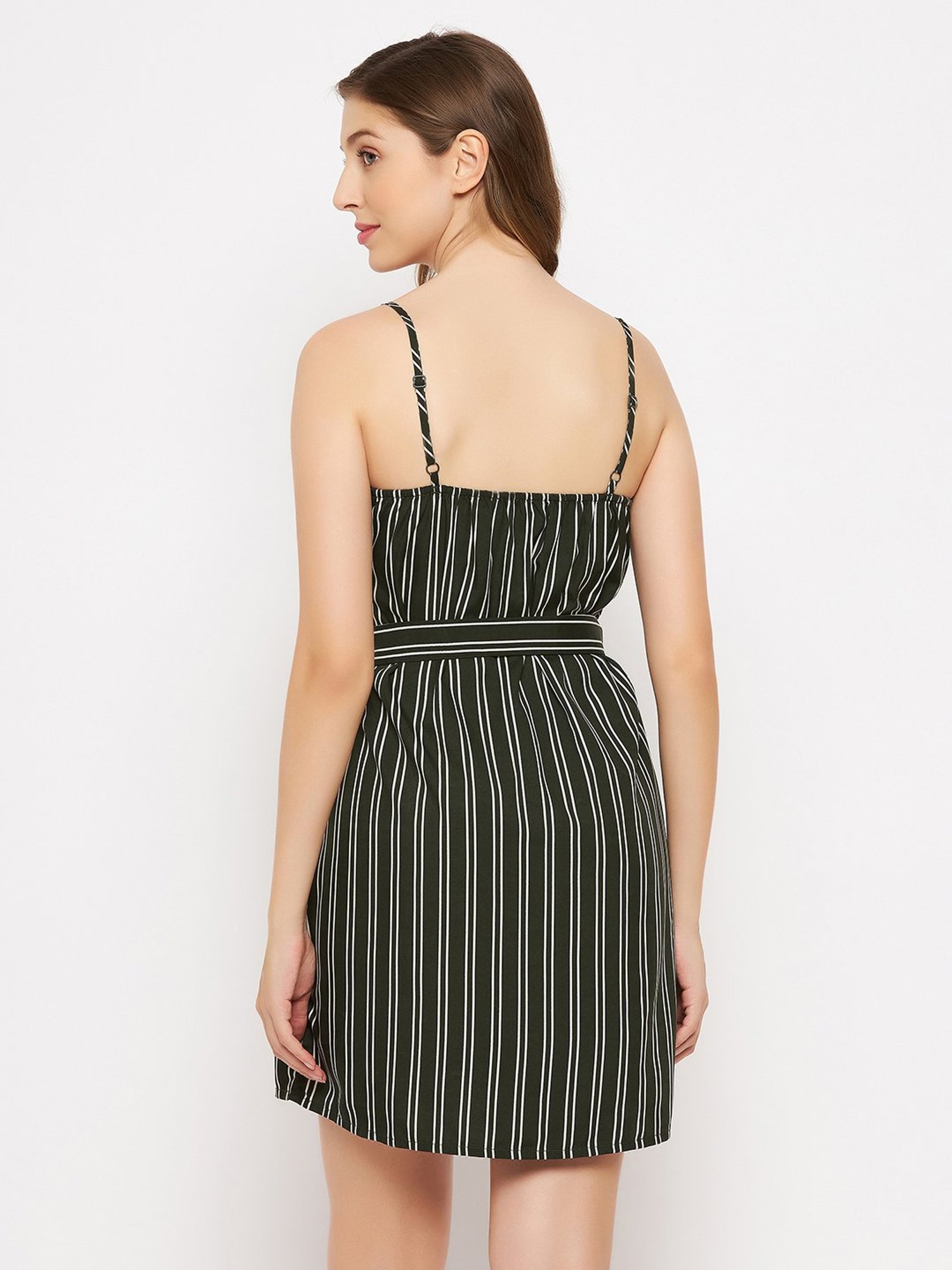 Clovia Black Striped Resortwear Dress