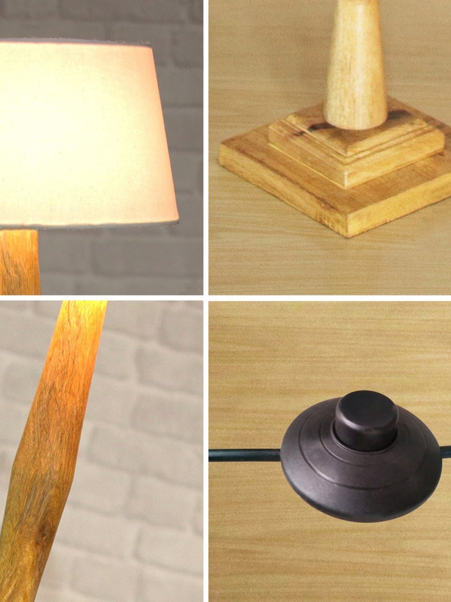 Homesake 'Antique' Khadi & Brown Wood Tall Floor Lamp With Shade & Bulb - Set of 1