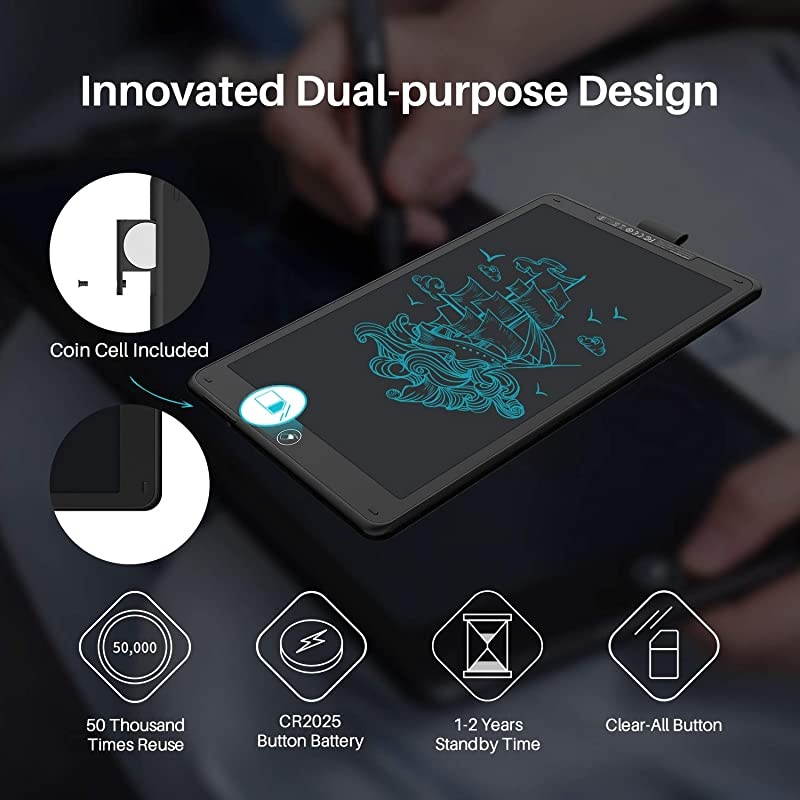 Inspiroy Ink H320M Drawing Tablet DualPurpose LCD Writing Tablet 8192 Pen Pressure BatteryFree Stylus Tilt Function Android Supported with Sleeve Bag Quartz Black