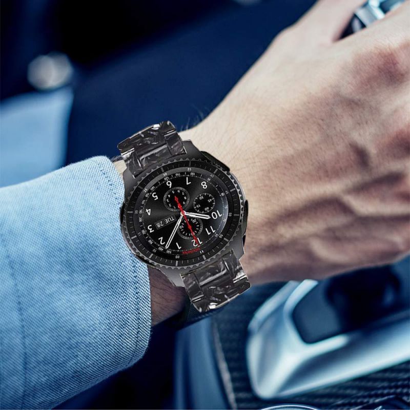 Omter Resin Band Compatible with Ticwatch Pro,Amazfit Stratos,Fossil Founder Gen 2 / Q Explorist Gen 3 / Q Explorist HR Gen 4, 22mm Women Men Fashion Bracelet Strap(Black)