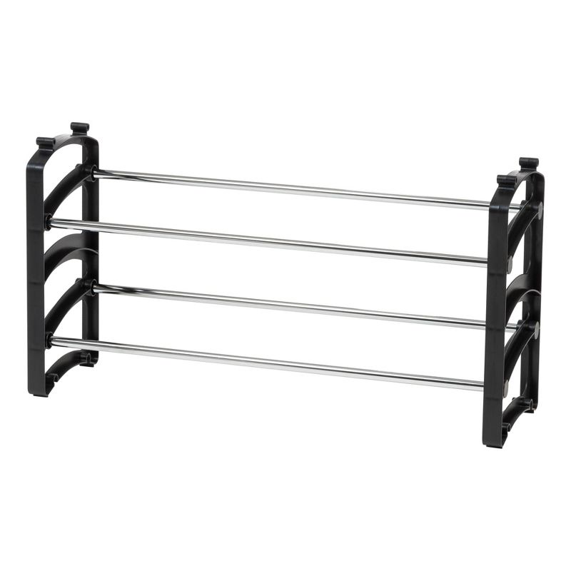 IRIS 2 Tier Slim Stackable Metal Shoe Rack Black