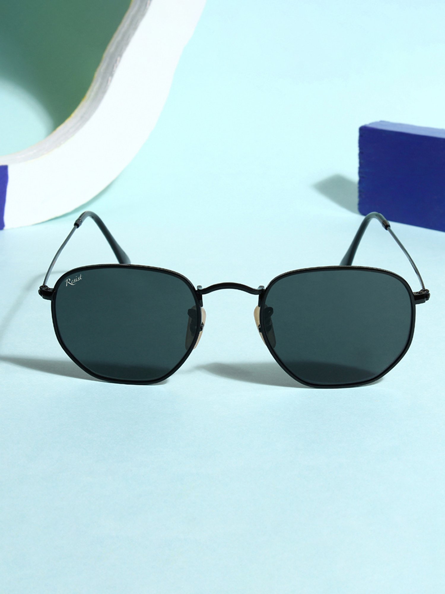 Resist Eyewear Black Hexagon UV Protection Unisex Sunglasses