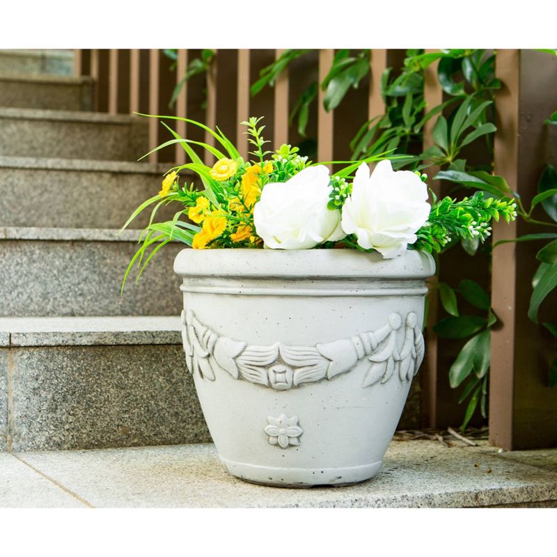 9" Kante Lightweight Classic Chelsea Cylindrical Lead Urn Planter Light Gray - Rosemead Home & Garden, Inc.