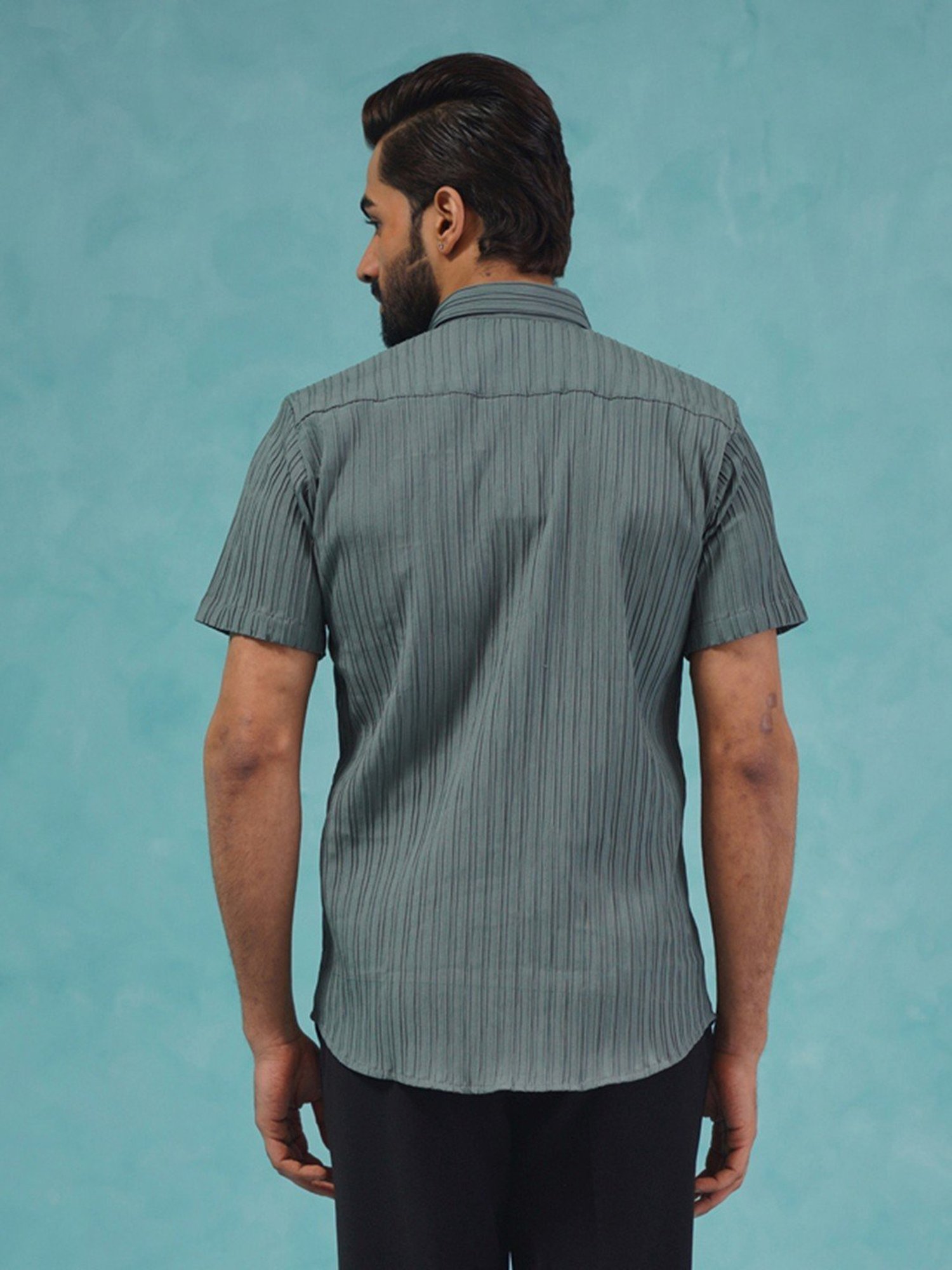 Indian Needle Grey Regular Fit Texture Shirt