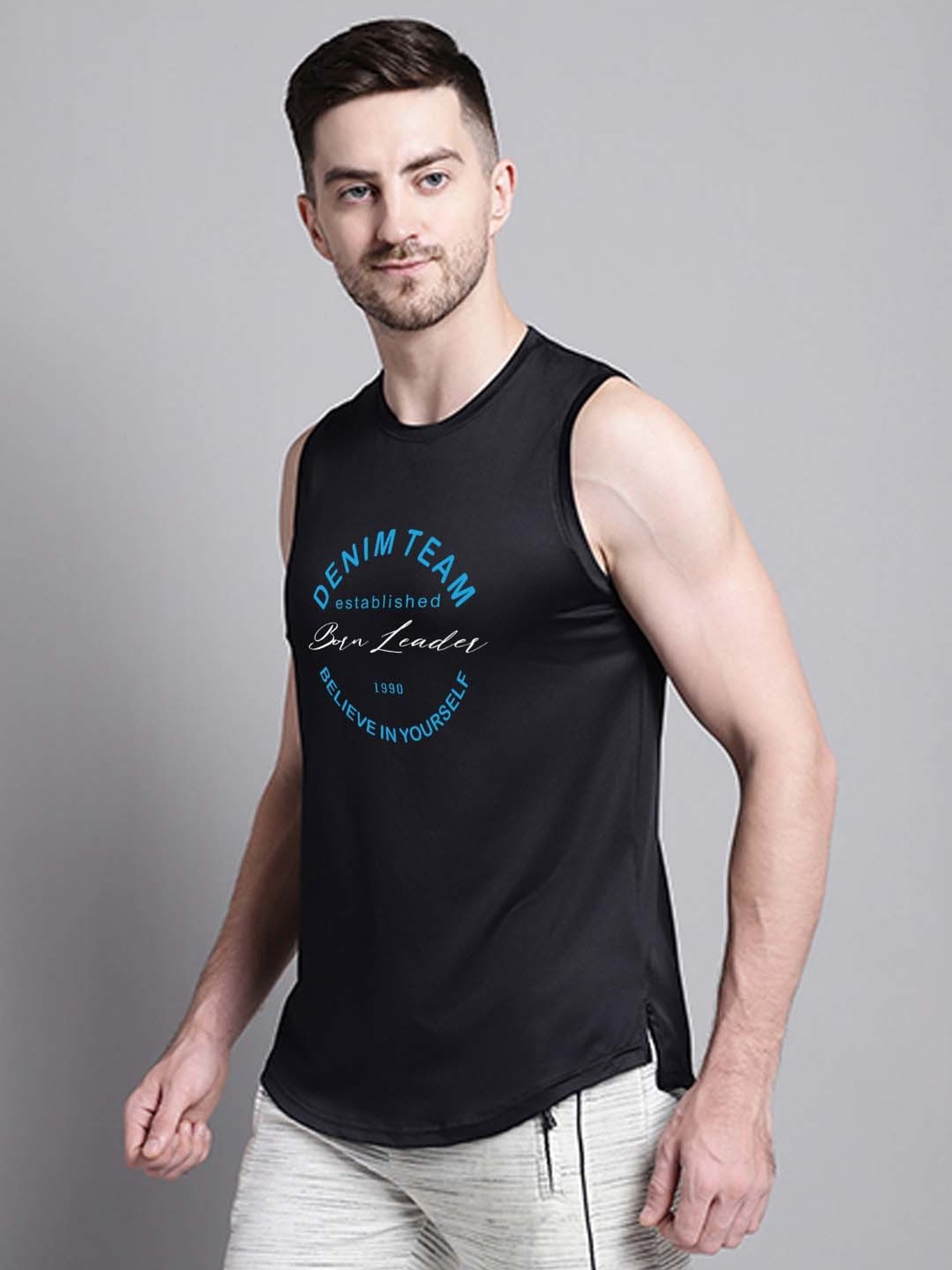Friskers Black Regular Fit Graphic Sports T-Shirt