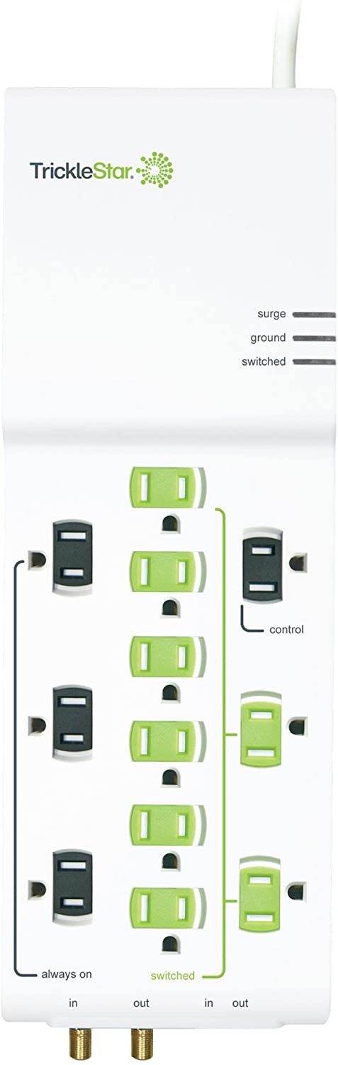 TrickleStar 12 Outlet Advanced PowerStrip, 4320 Joules, Coax + RJ11 Secondary Protection, 4 foot cord