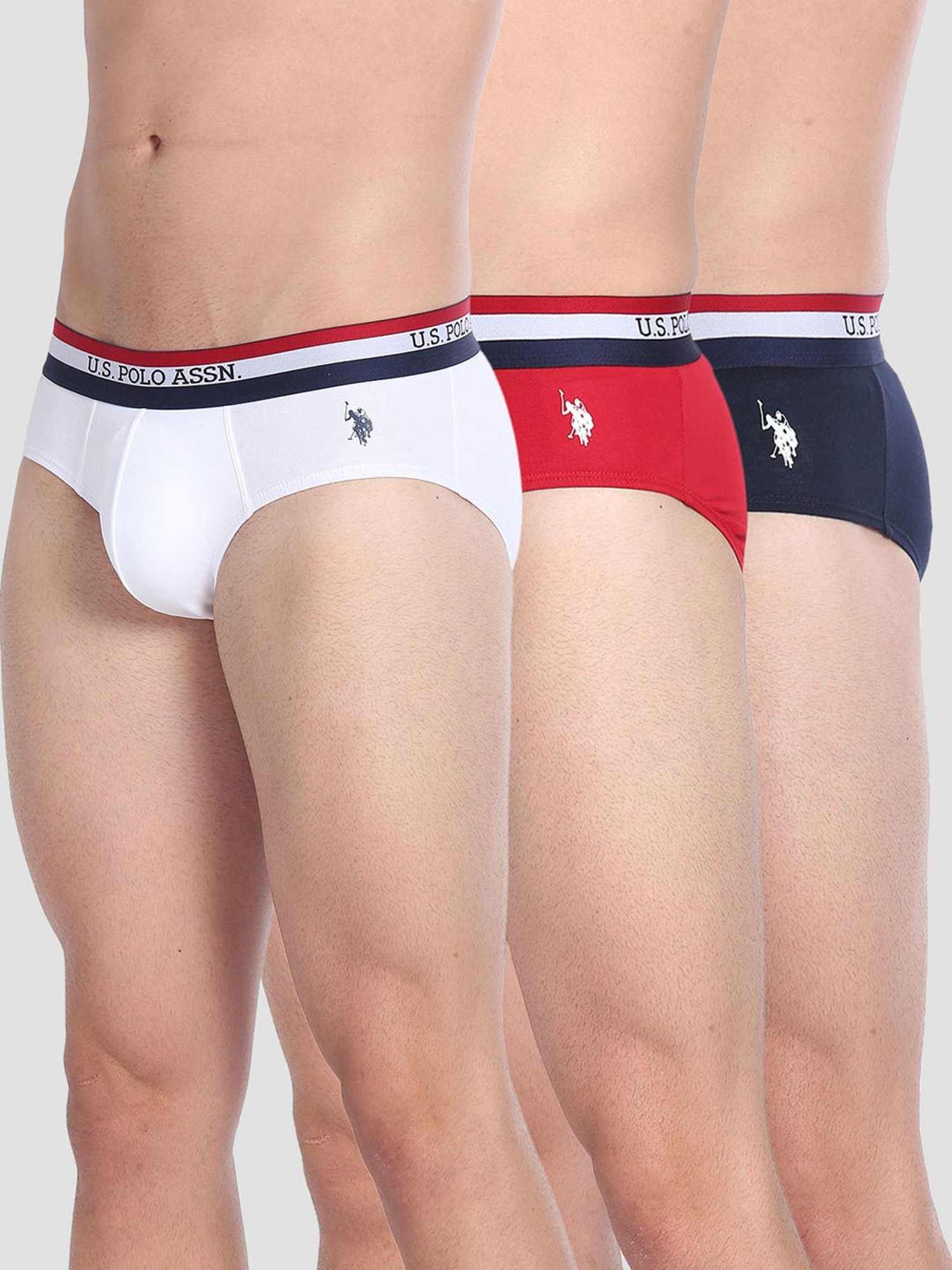 U.S. Polo Assn. Multicolor Cotton Regular Fit Briefs - Pack Of 3
